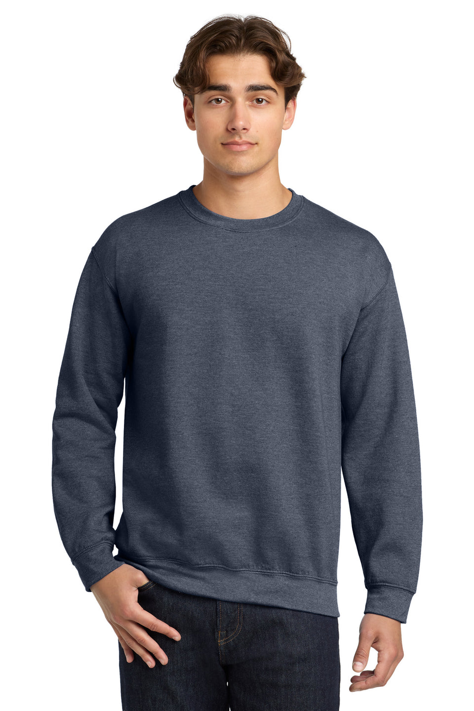 Gildan 18000 Crewneck Sweatshirt — Heather Dark Navy