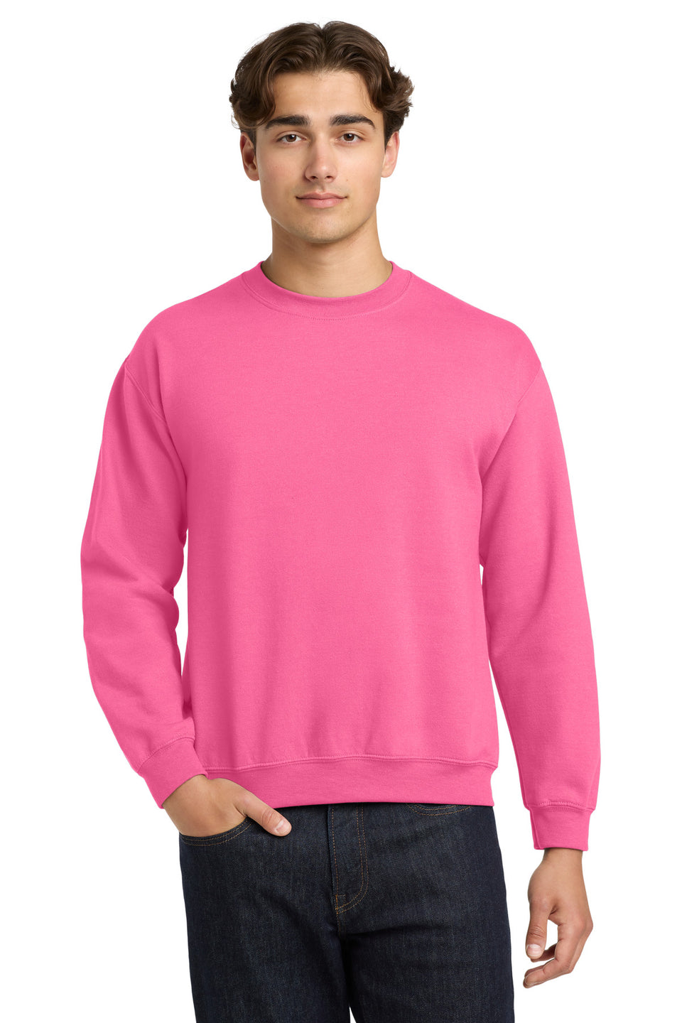 Gildan 18000 Crewneck Sweatshirt — Safety Pink