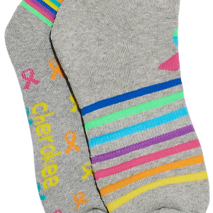 Cherokee Legwear 2 Pr Pack Bamboo No Show Socks 2GOOD - Striped Multi Ribbons