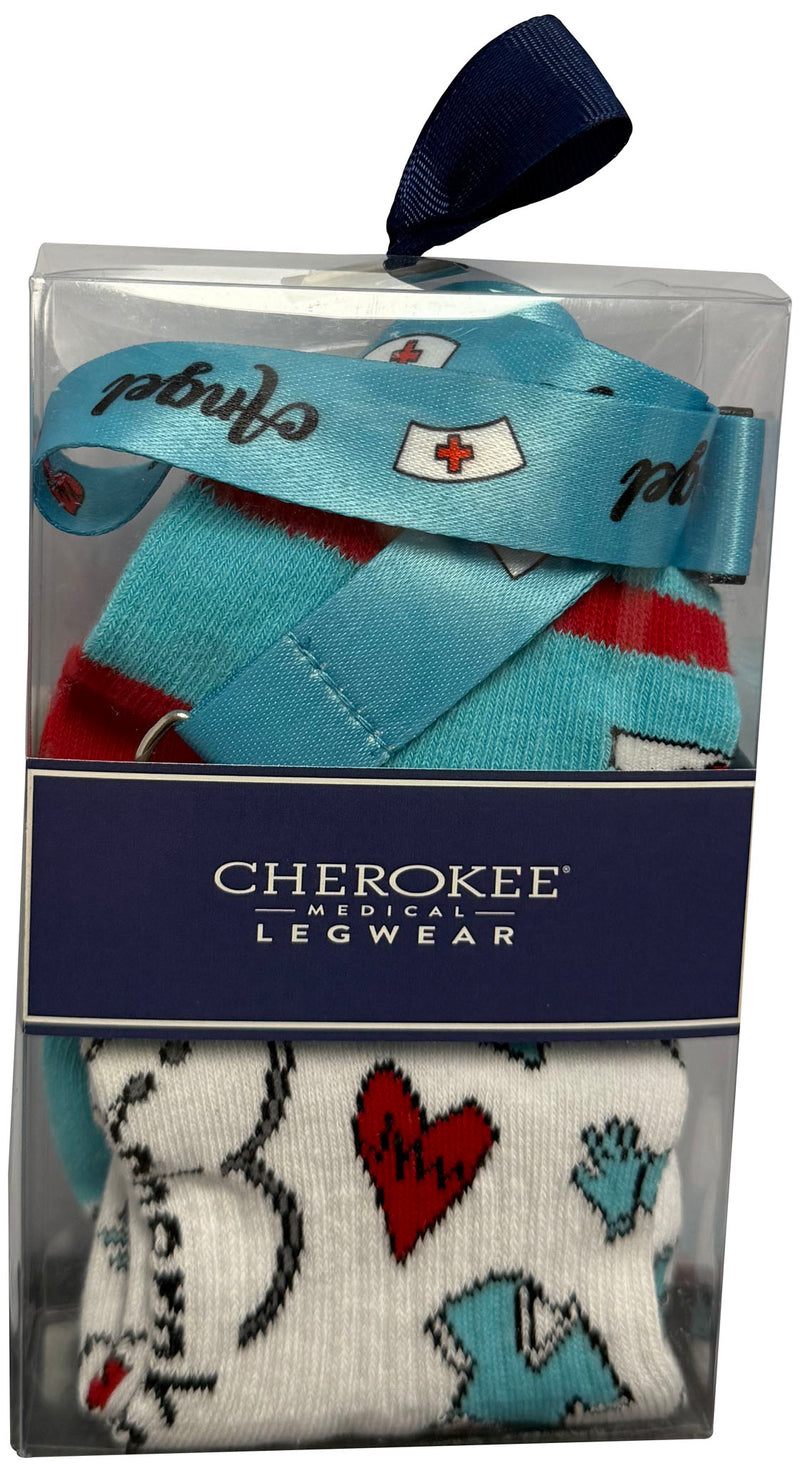 Cherokee Legwear 6-2 Pr Pks Nurses Week Gift Set +Lanyard APPRECIATION - Nurse Angels