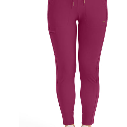 Cherokee Form Mid Rise Tapered Leg Drawstring Pant CK095 - Wine