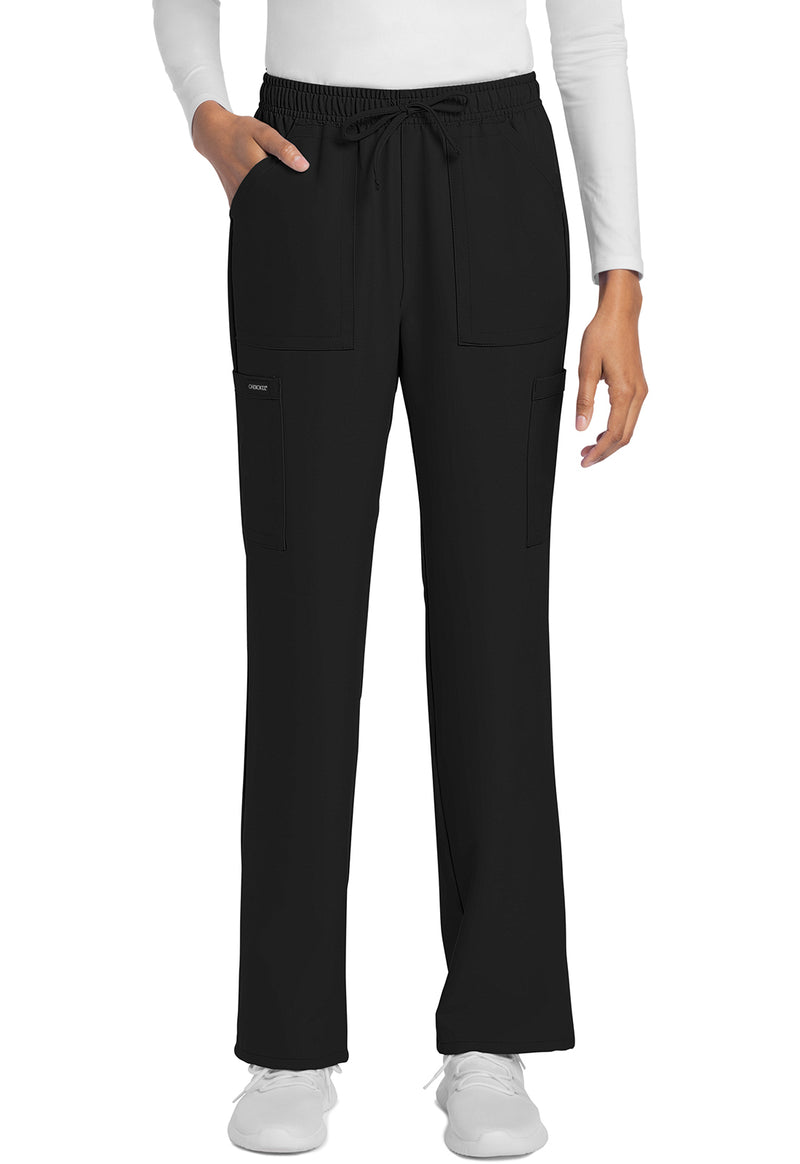 Cherokee Workwear Originals Ultra Mid Rise Drawstring Trouser Cargo Pant CK272A - Black
