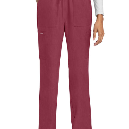 Cherokee Workwear Originals Ultra Mid Rise Drawstring Trouser Cargo Pant CK272A - Heather Cranberry