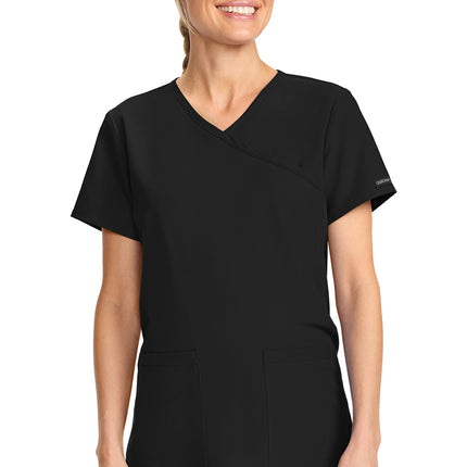 Cherokee Workwear Originals Ultra Maternity Mock Wrap V-Neck Top CK701A - Black