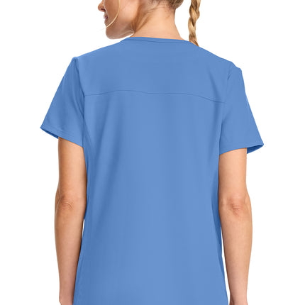 Cherokee Workwear Originals Ultra Maternity Mock Wrap V-Neck Top CK701A - Ciel Blue
