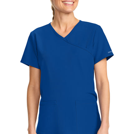 Cherokee Workwear Originals Ultra Maternity Mock Wrap V-Neck Top CK701A - Galaxy Blue