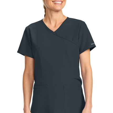 Cherokee Workwear Originals Ultra Maternity Mock Wrap V-Neck Top CK701A - Pewter