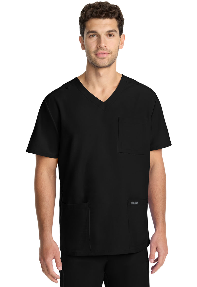 Cherokee Workwear Originals Ultra Men's 3-Pocket V-Neck Top CK783A - Black