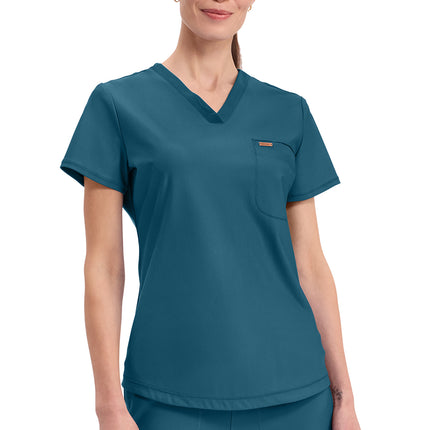 Cherokee Form Tuckable V-Neck Top CK819 - Caribbean Blue