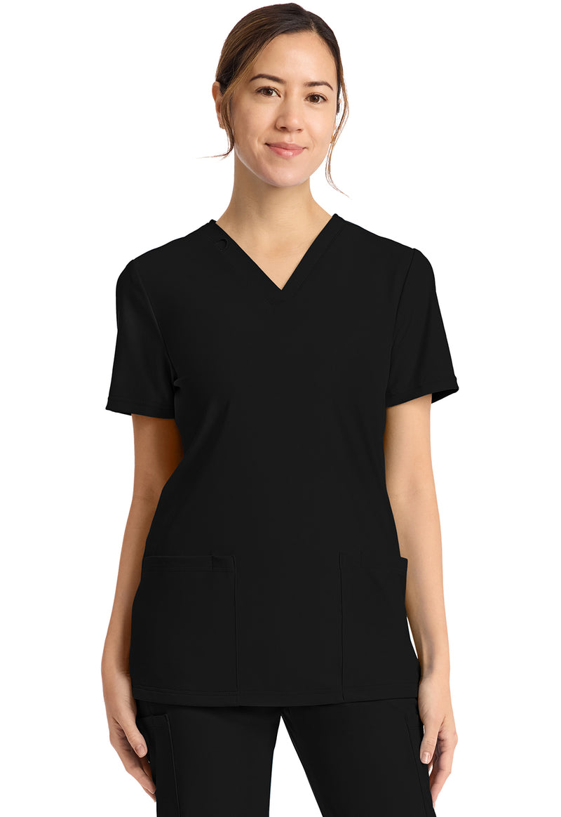 Cherokee Achieve Women's 2-Pocket V-Neck Top CK832 - Black