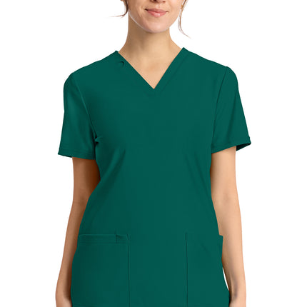 Cherokee Achieve Women's 2-Pocket V-Neck Top CK832 - HUNTER