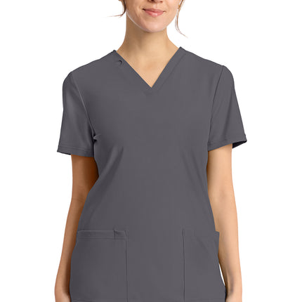 Cherokee Achieve Women's 2-Pocket V-Neck Top CK832 - Pewter