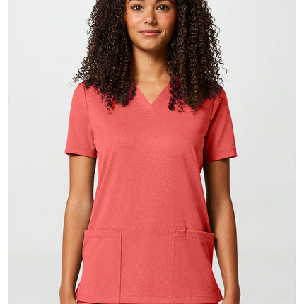 Cherokee Achieve Women's 2-Pocket V-Neck Top CK832 - True Coral