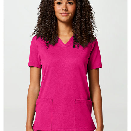 Cherokee Achieve Women's 2-Pocket V-Neck Top CK832 - Tropical Hibiscus