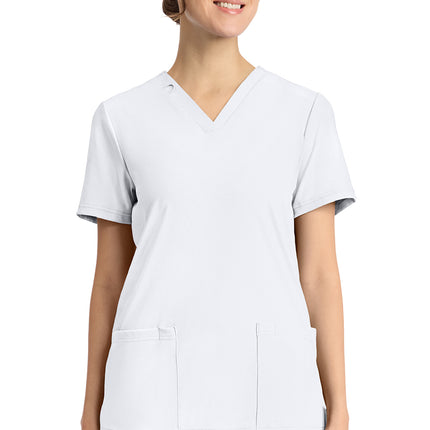 Cherokee Achieve Women's 2-Pocket V-Neck Top CK832 - WHITE