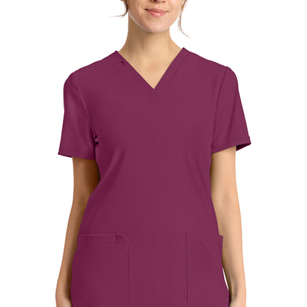 Cherokee Achieve Women's 2-Pocket V-Neck Top CK832 - Wine
