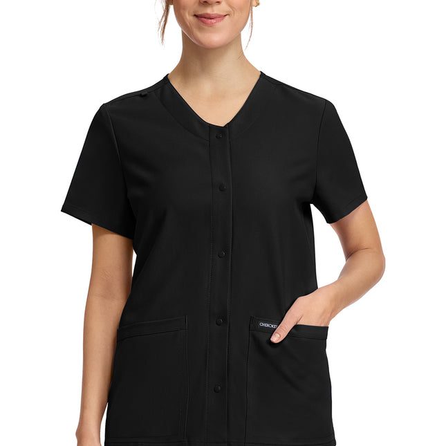 Cherokee Workwear Originals Ultra Women's 2-Pocket Snap-Front Top CK844A - Black