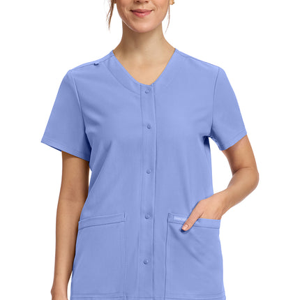 Cherokee Workwear Originals Ultra Women's 2-Pocket Snap-Front Top CK844A - Ciel Blue
