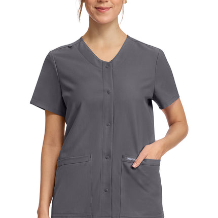Cherokee Workwear Originals Ultra Women's 2-Pocket Snap-Front Top CK844A - Pewter