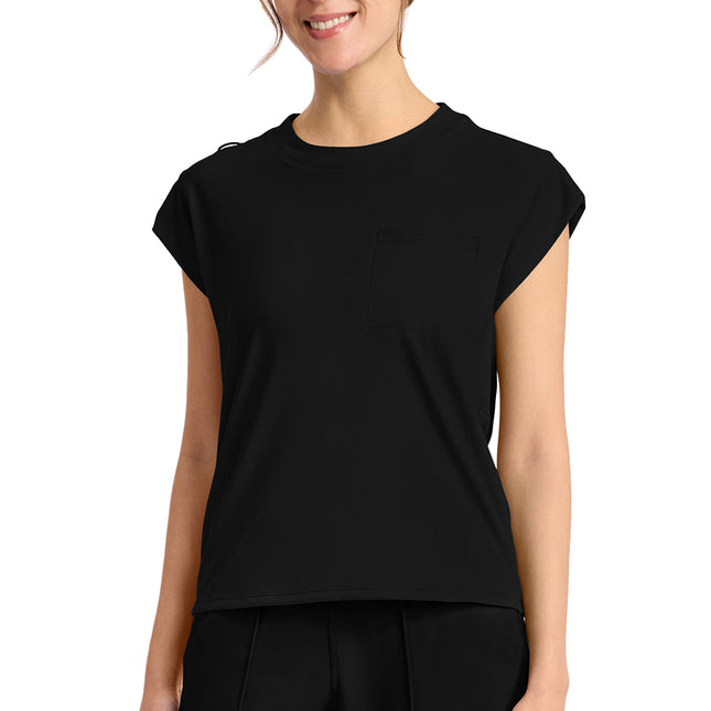 Cherokee Achieve Women's 1-Pocket Crew Neck Top CK936 - Black