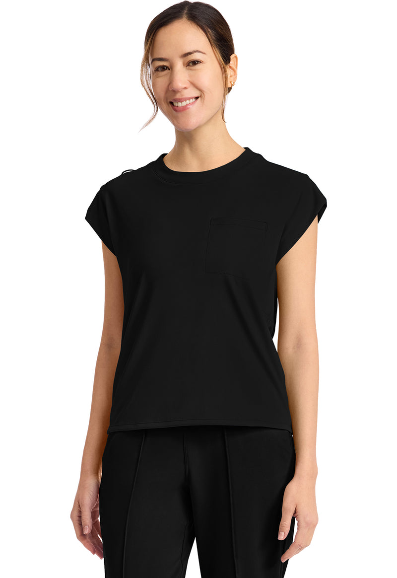 Cherokee Achieve Women's 1-Pocket Crew Neck Top CK936 - Black