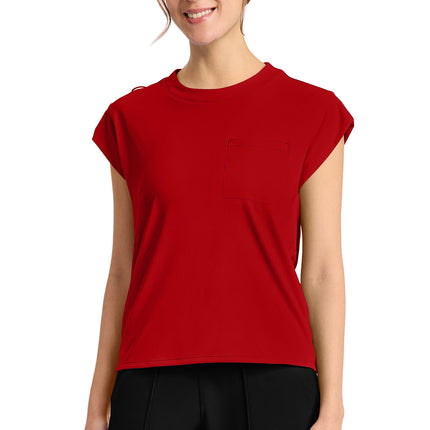Cherokee Achieve Women's 1-Pocket Crew Neck Top CK936 - RED