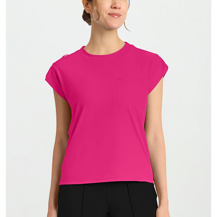 Cherokee Achieve Women's 1-Pocket Crew Neck Top CK936 - Tropical Hibiscus