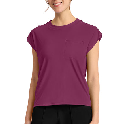 Cherokee Achieve Women's 1-Pocket Crew Neck Top CK936 - Wine