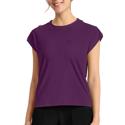 Cherokee Achieve Women's 1-Pocket Crew Neck Top CK936 - Wild Mulberry
