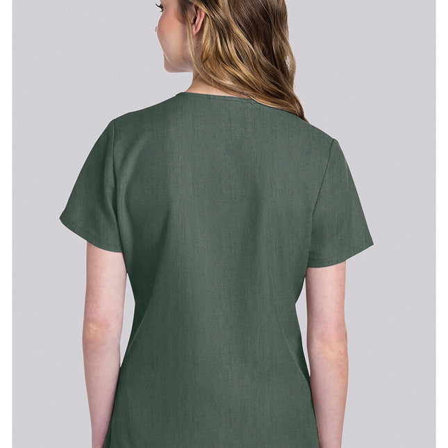 Cherokee Workwear Originals Ultra 2 pocket V-Neck Top CK953AV - Heather Forest Moss
