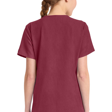 Cherokee Workwear Originals Ultra Women's Tuck-in V-Neck Top CK954A - Heather Cranberry