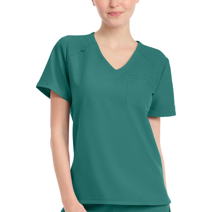 Cherokee Workwear Originals Ultra Women's Tuck-in V-Neck Top CK954A - Teal Blue