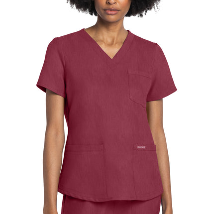 Cherokee Workwear Originals Ultra V-Neck Top CK961A - Heather Cranberry