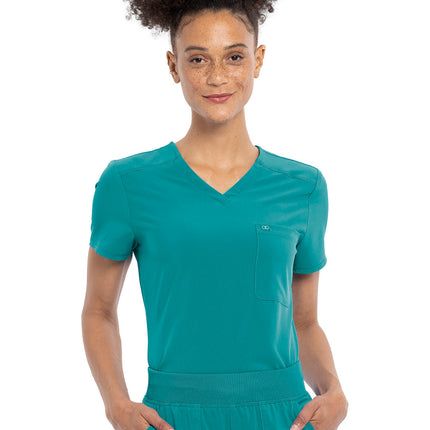 Cherokee Allura Tuckable V-Neck Top CKA690 - Teal Blue