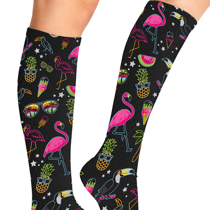 Cherokee Legwear Knee High 8-15 mmHg Compression Sock COMFORTSUPPORT - Flamingo Party
