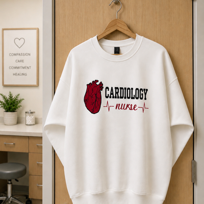 Cardiology Nurse Embroidered Heart Sweatshirt