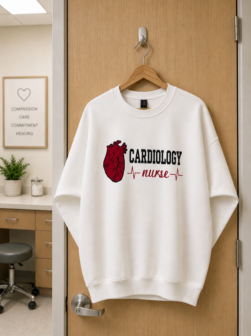 Cardiology Nurse Embroidered Heart Sweatshirt