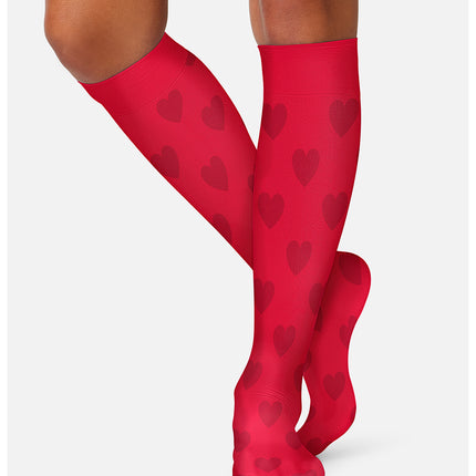 Cherokee Legwear Knee High 8-15 mmHg Compression Sock FASHIONSUPPORT - Hearts