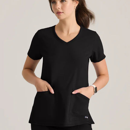 Serena 3-Pocket Curved V-Neck Scrub Top