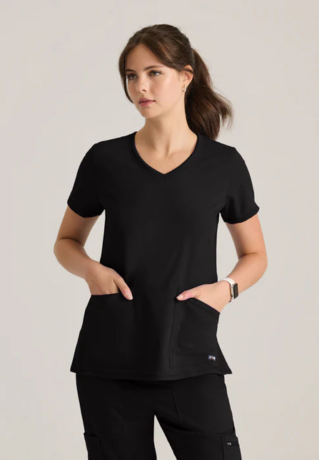 Serena 3-Pocket Curved V-Neck Scrub Top