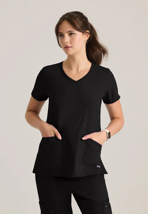 Serena 3-Pocket Curved V-Neck Scrub Top
