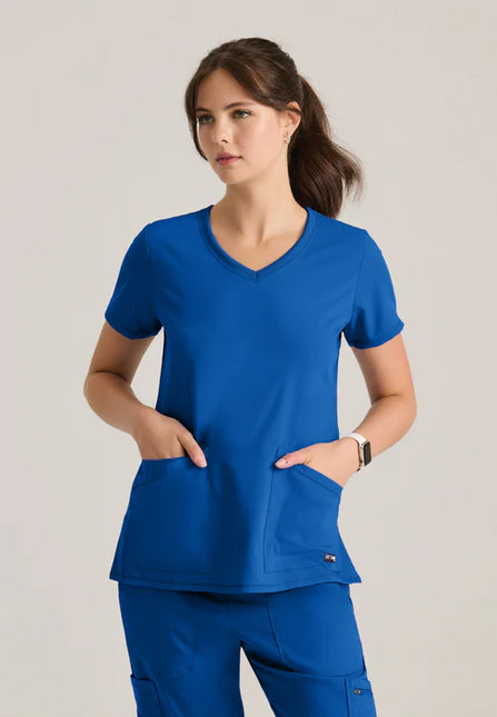 Serena 3-Pocket Curved V-Neck Scrub Top