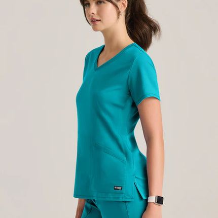 Serena 3-Pocket Curved V-Neck Scrub Top