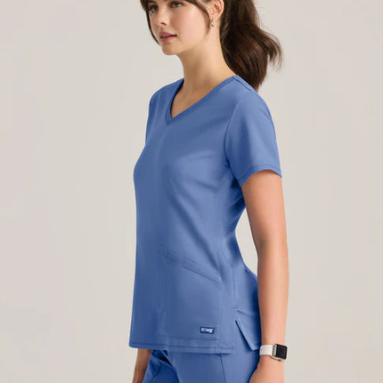 Serena 3-Pocket Curved V-Neck Scrub Top