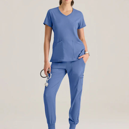 Serena 3-Pocket Curved V-Neck Scrub Top