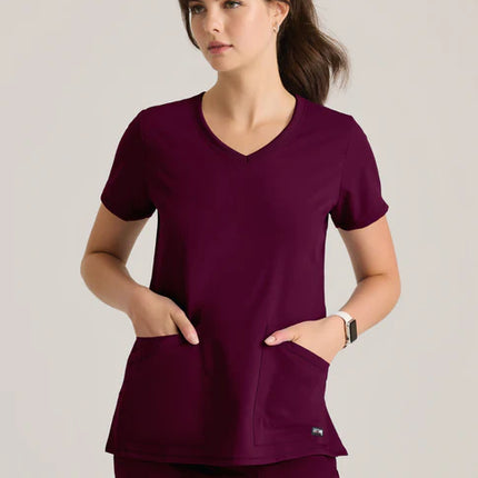 Serena 3-Pocket Curved V-Neck Scrub Top
