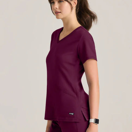 Serena 3-Pocket Curved V-Neck Scrub Top
