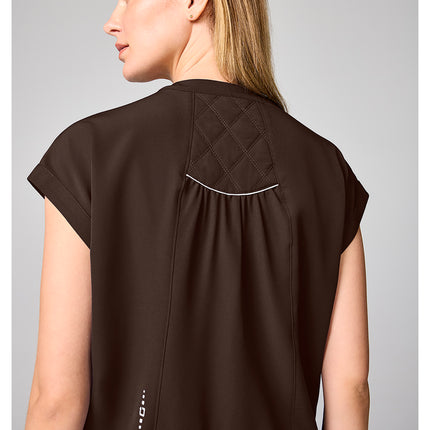 360 by Healing Hands Mandarin Collar Crop Top HH00014 - Dark Chocolate