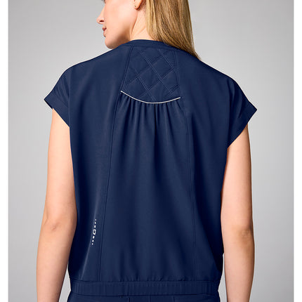 360 by Healing Hands Mandarin Collar Crop Top HH00014 - Navy