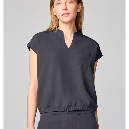 360 by Healing Hands Mandarin Collar Crop Top HH00014 - Pewter
